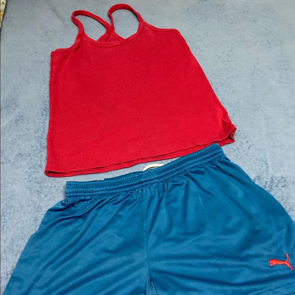 Clothing Bundle 
Puma Shorts 
Red Cross Back Halter Top  
Size M